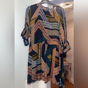 DRA Los Angeles Colorful Mini Dress Sz Small Never Worn Navy Blue & Fall Colors